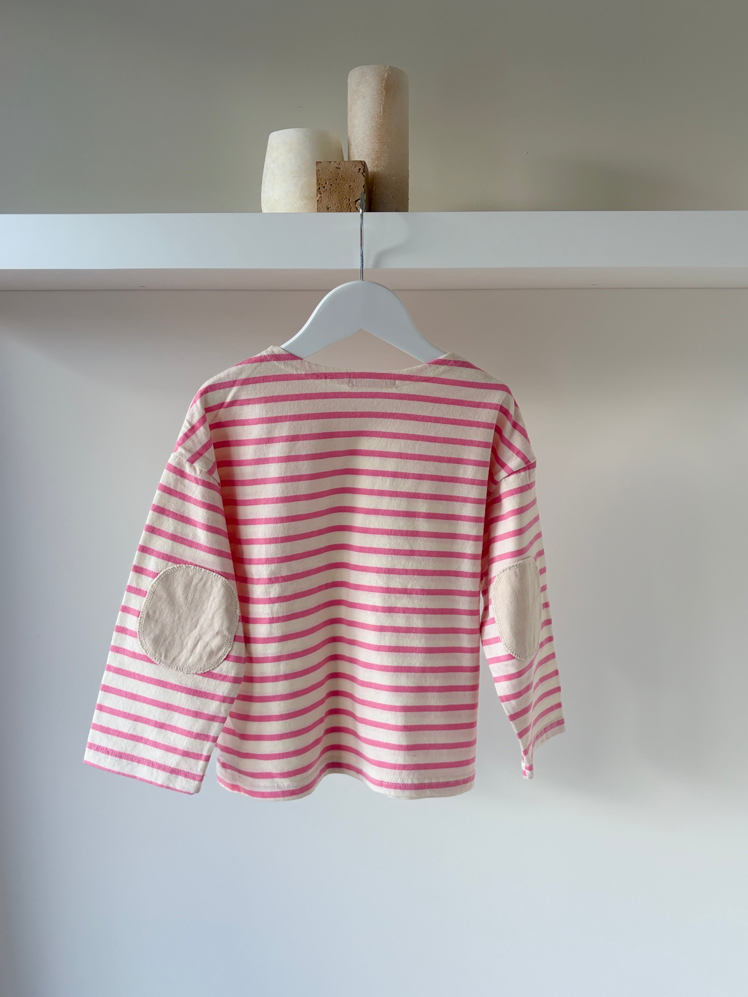 Pink striped longsleeve with patches
