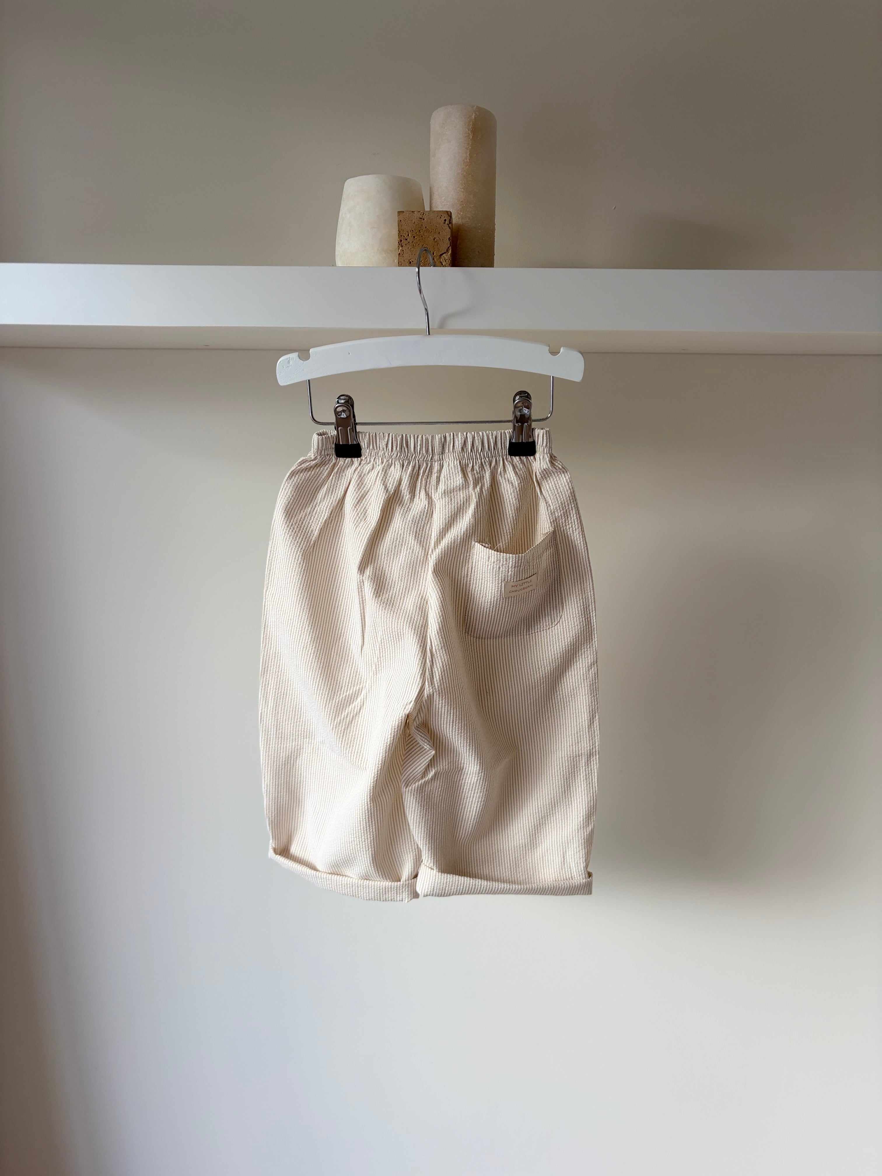 Ivory & beige striped pants