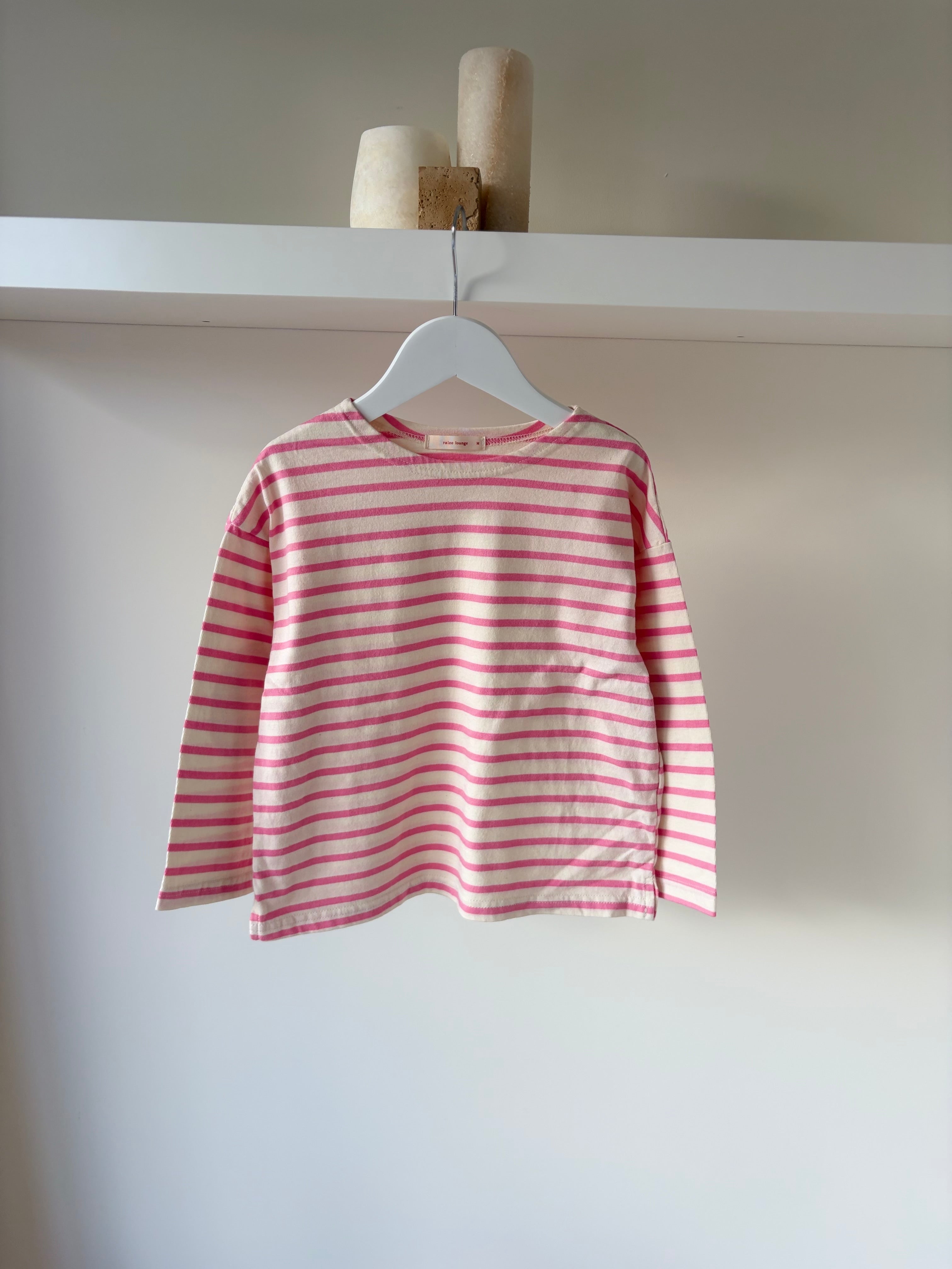 Pink striped longsleeve with patches