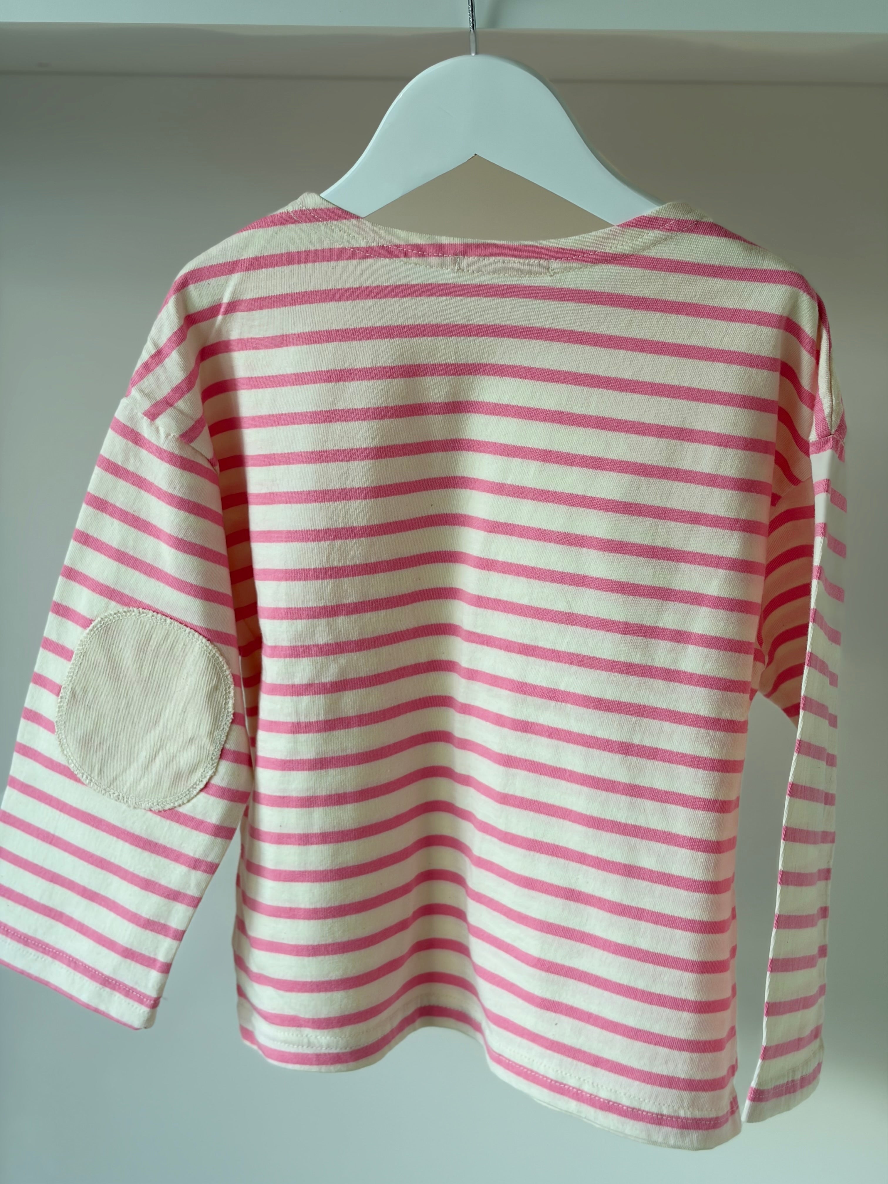 Pink striped longsleeve with patches