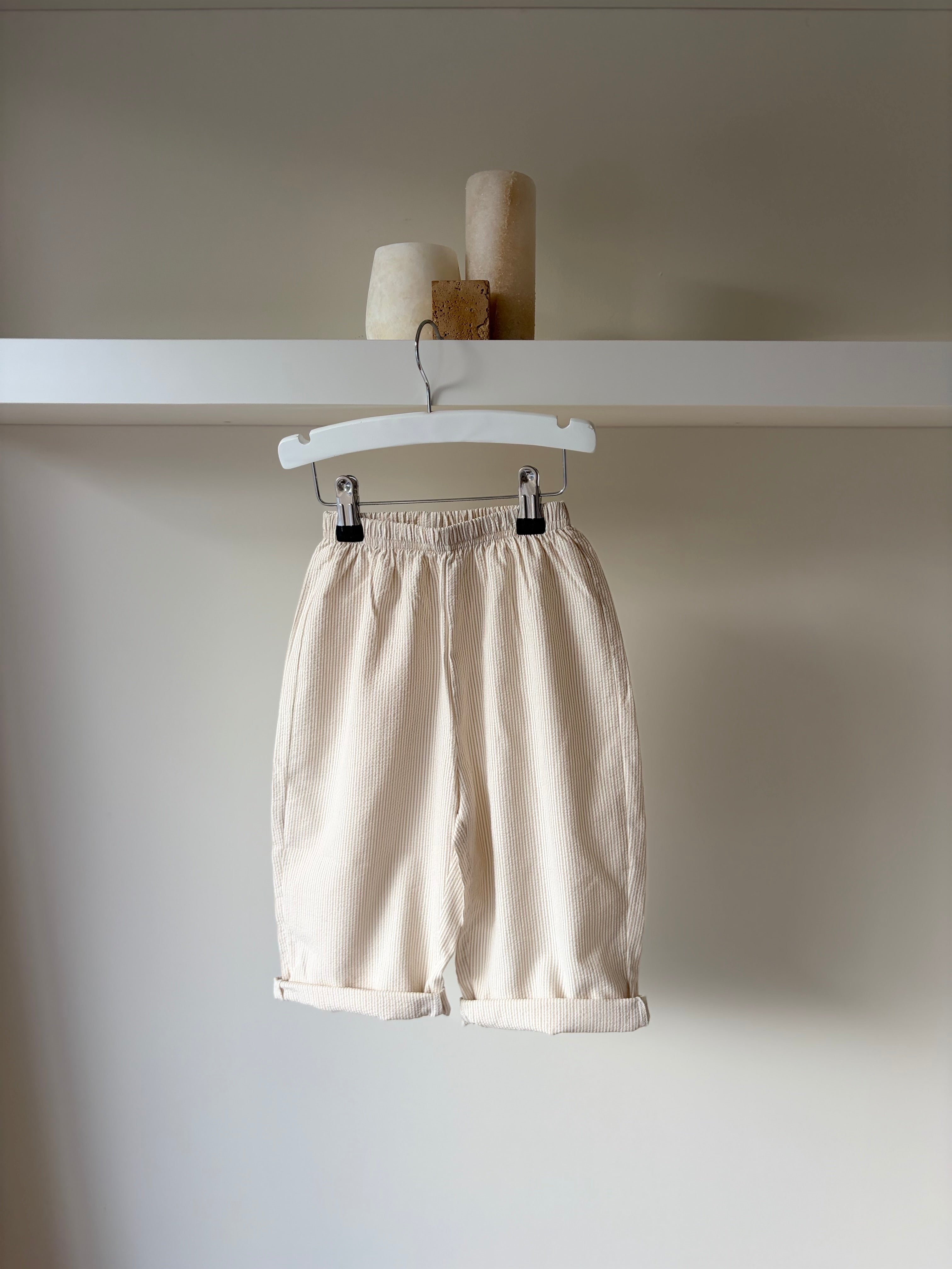 Ivory & beige striped pants