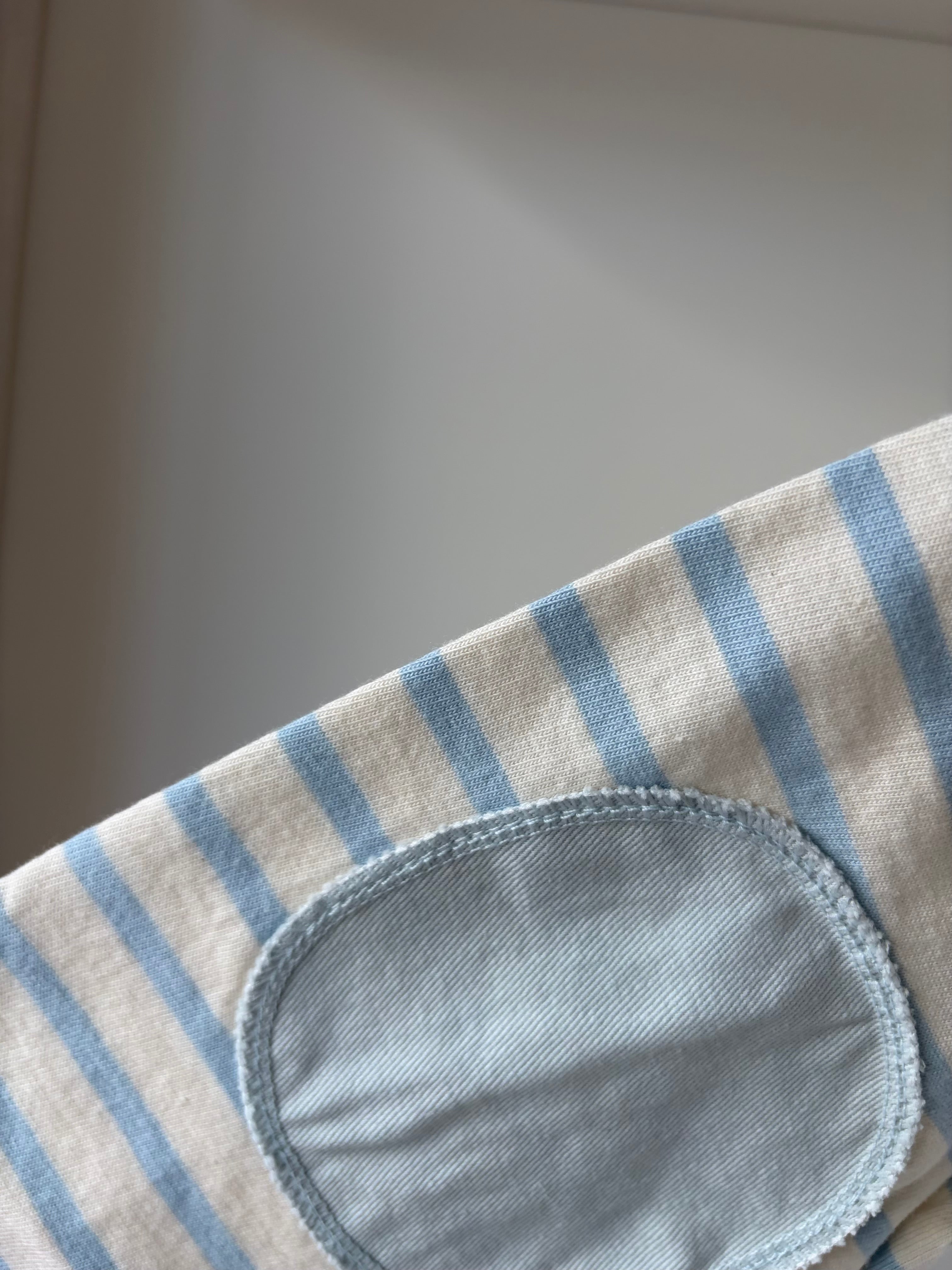 Light blue striped longsleeve with patches